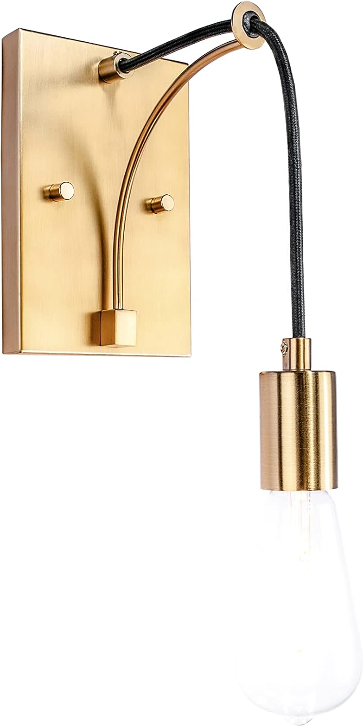 Aspen Creative 62717-13-2, 1 Light Indoor Wall Fixture, 4-3/4" W x 9-5/8" H x 6-1/2" E, Warm Brass Finish, Bulb Not Included, Set of 2