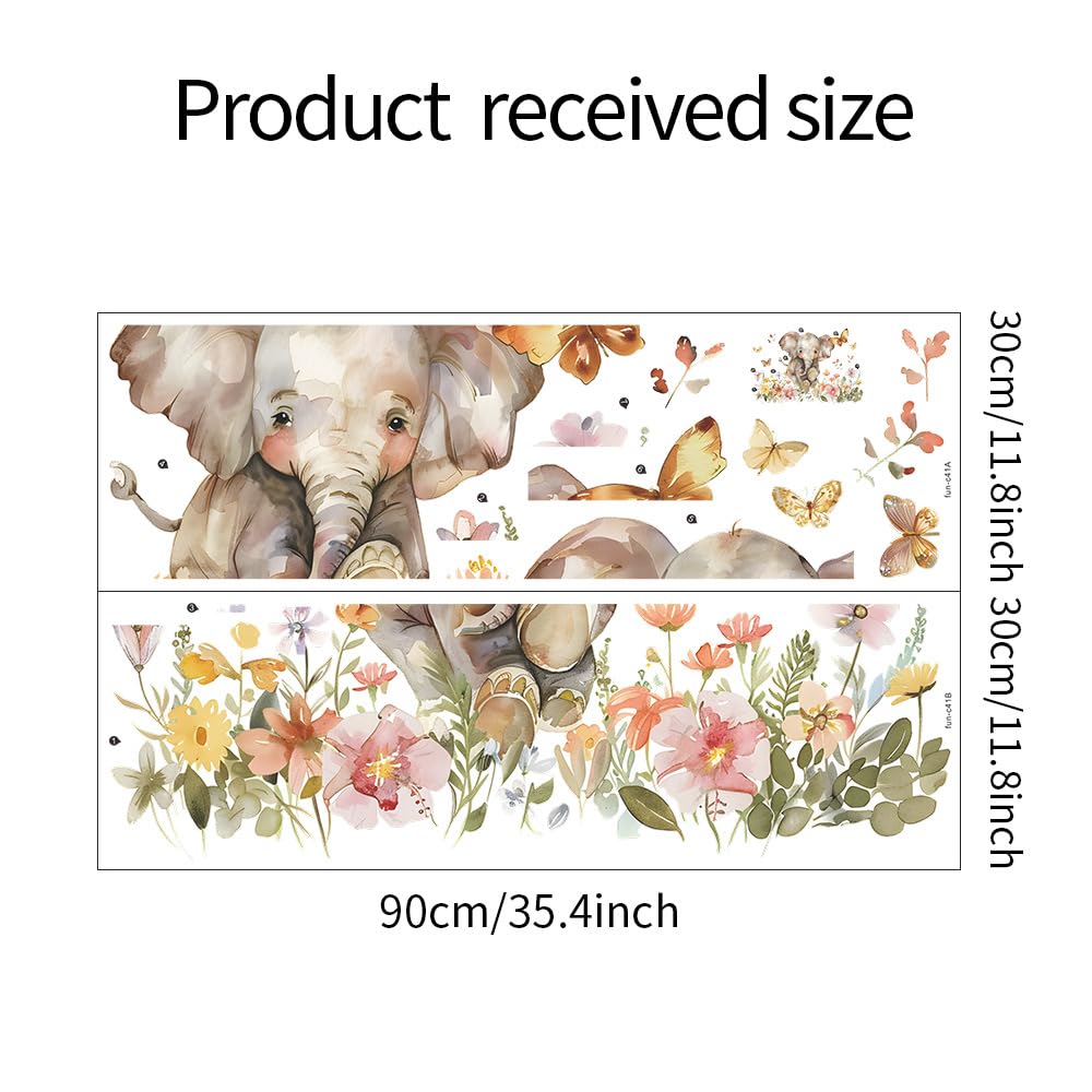 Elephant Wall Stickers for Nursery and Kids Room, Large Removable Decals, Safari Animal Wall Art for Baby Room Playroom - Image 2