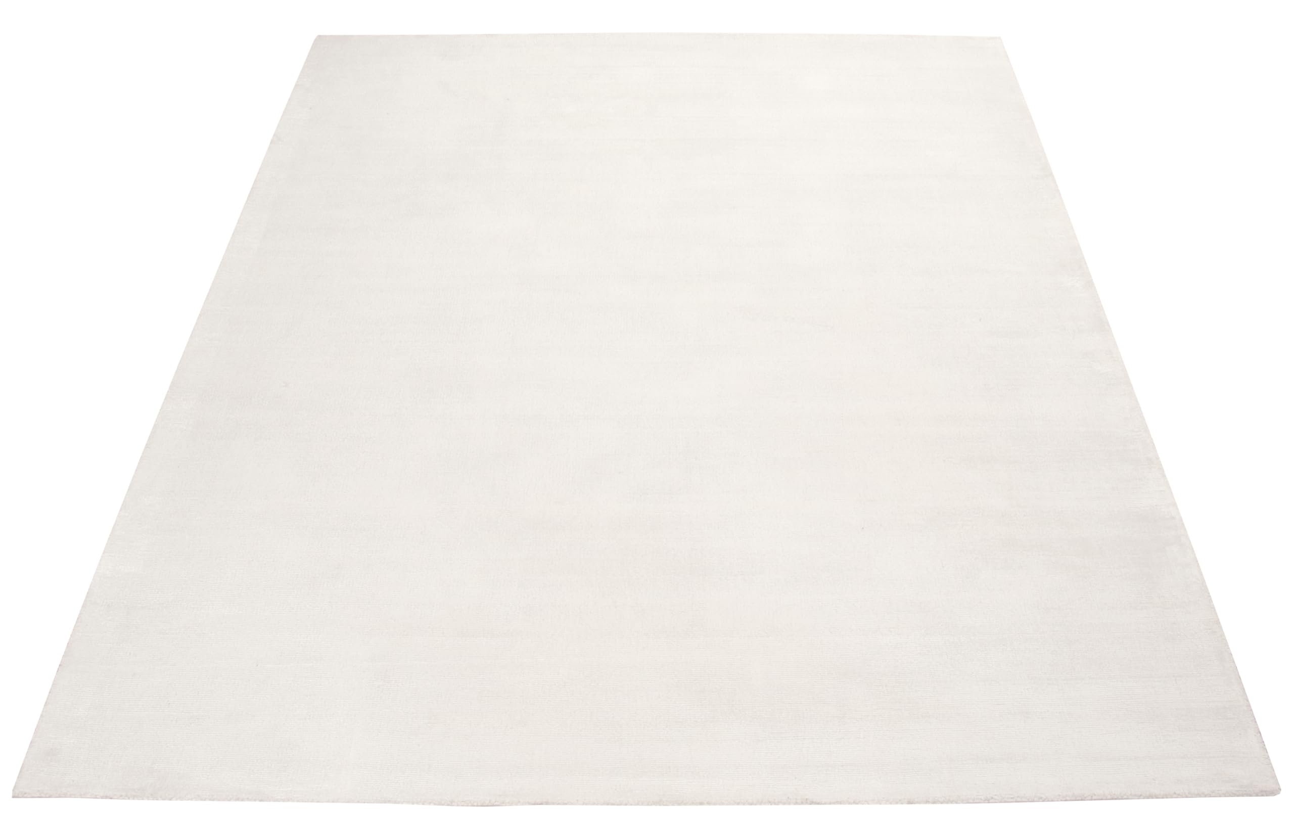the carpet Janelle eleganter hochwertiger Viskose Wohnzimmer Teppich, exquisiter handegewebter Kurzflor mit Premium-Qualität, pflegeleicht, farbecht, Weiß, 80 x 150 cm