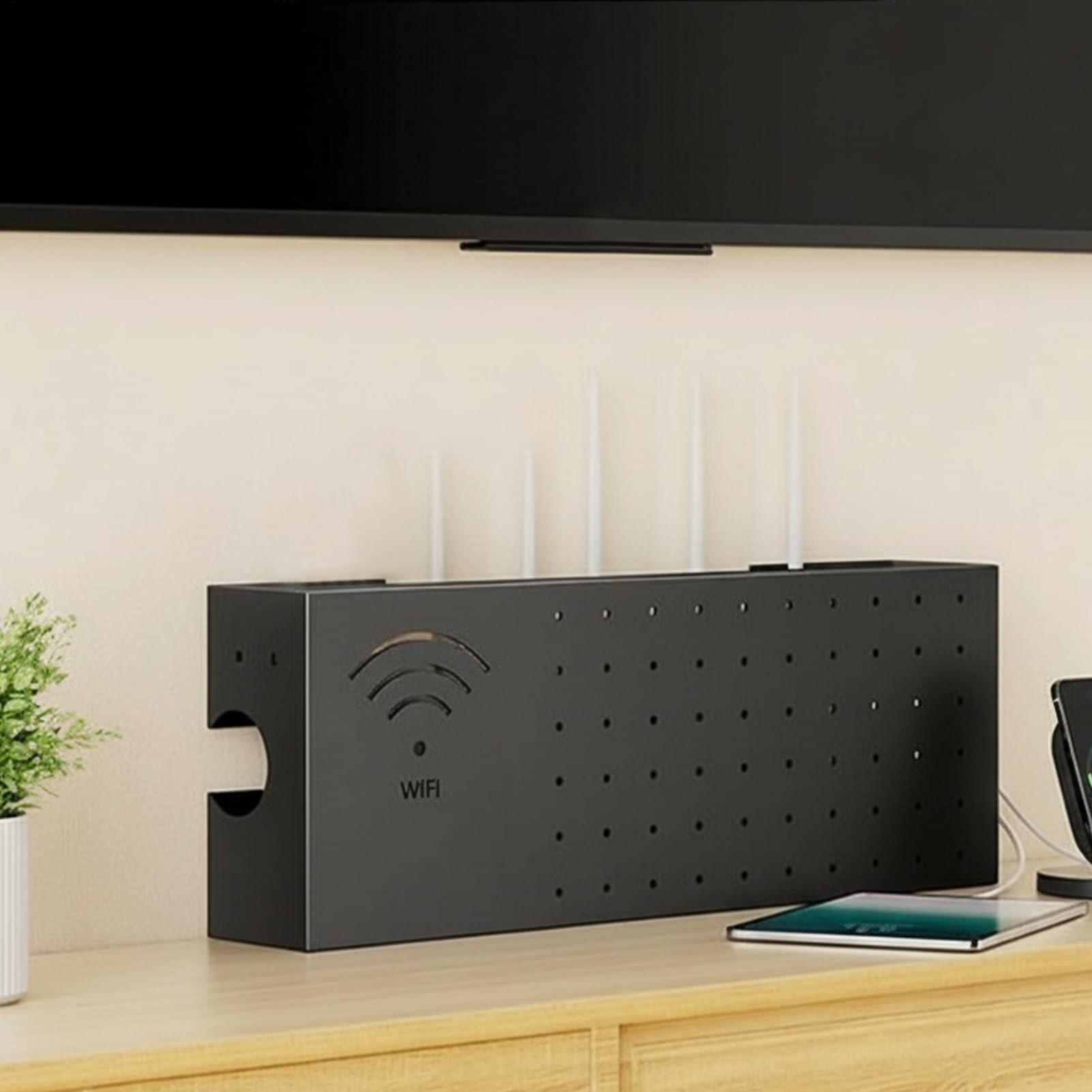 Router Abdeckung Multifunktionale Wandmontage Kohlenstoffstahl Abdeckung