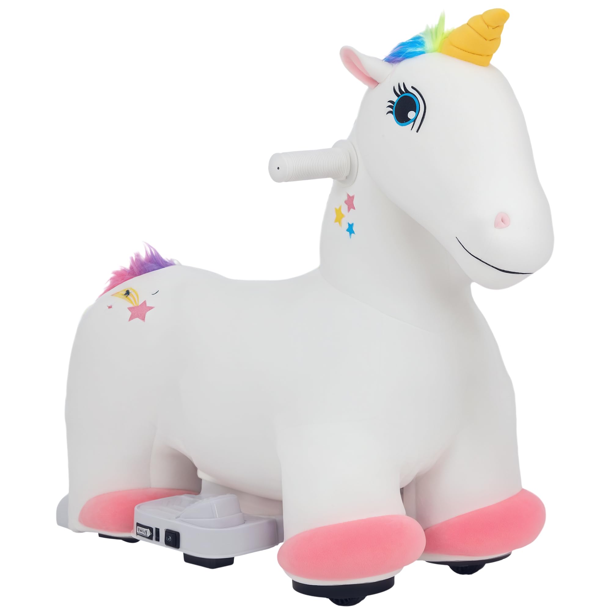 Qaba 6V Kids Ride on Horse, Battery Powered Ride on Toy, Unicorn Shaped Electric Riding Animal with Music Forward, PU Wheels, for Girls Boys Aged 18-