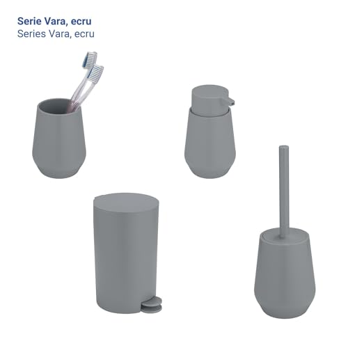 Allstar Seifenspender Mod. Vara fürs Badezimmer, 360 ml, freistehender Dosierspender für Flüssigseife, konische Form, Design Seifenspender aus Kunststoff für Bad, Gäste-WC und Küche, grau matt