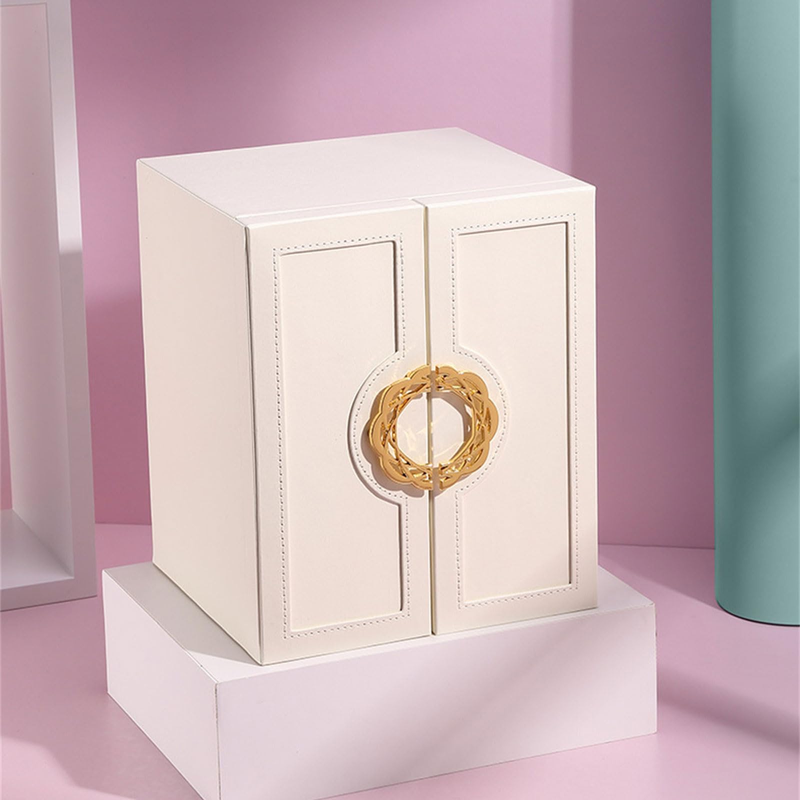 Elegante soporte para joyas con terciopelo para accesorios interiores, caja de gran capacidad para anillos, aretes, collares, relojes, organizador de joyas
