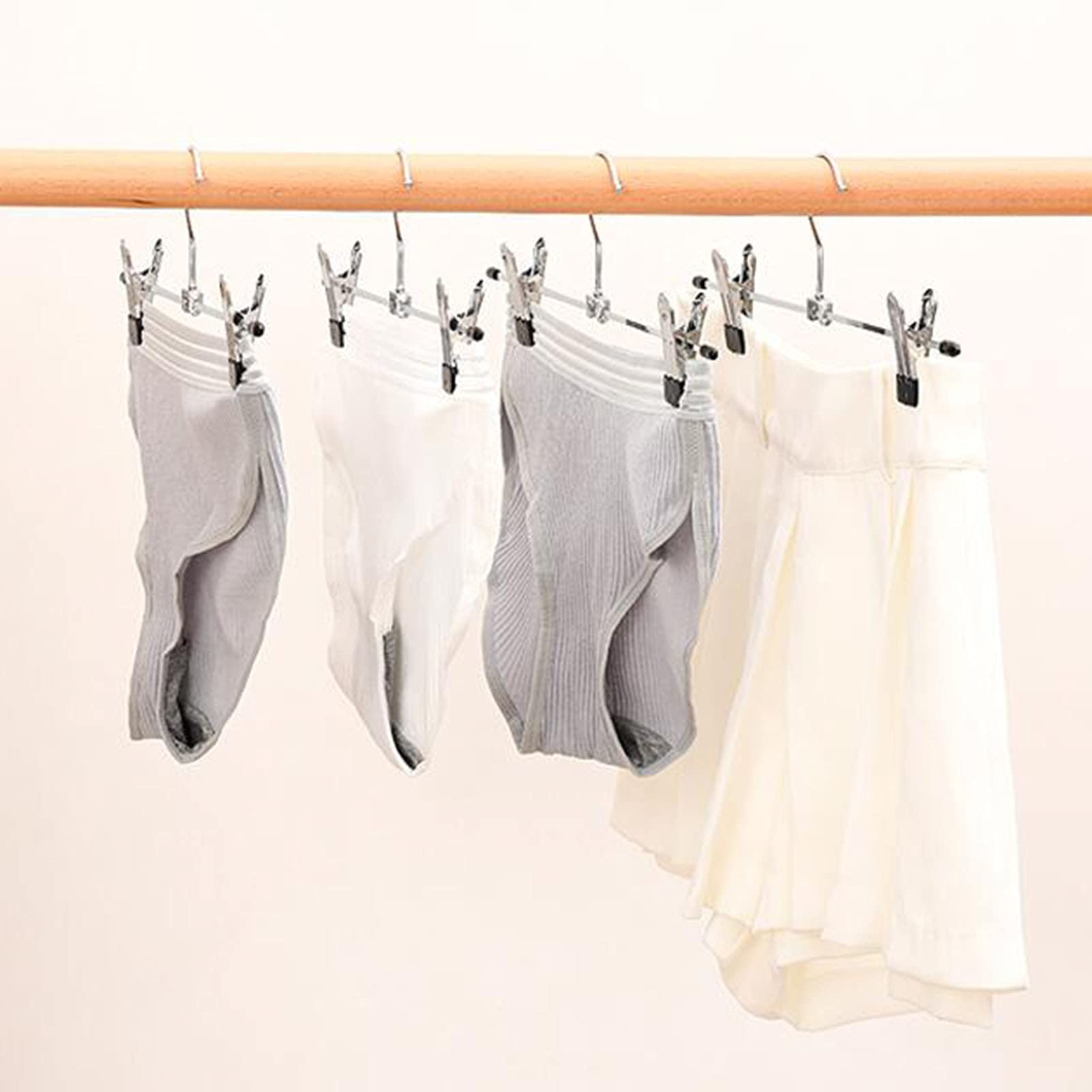 Perchas de metal para pantalones con clips antideslizantes, prácticas y duraderas, para pantalones, faldas, corbatas, bufandas y toallas (50 unidades, plateadas)