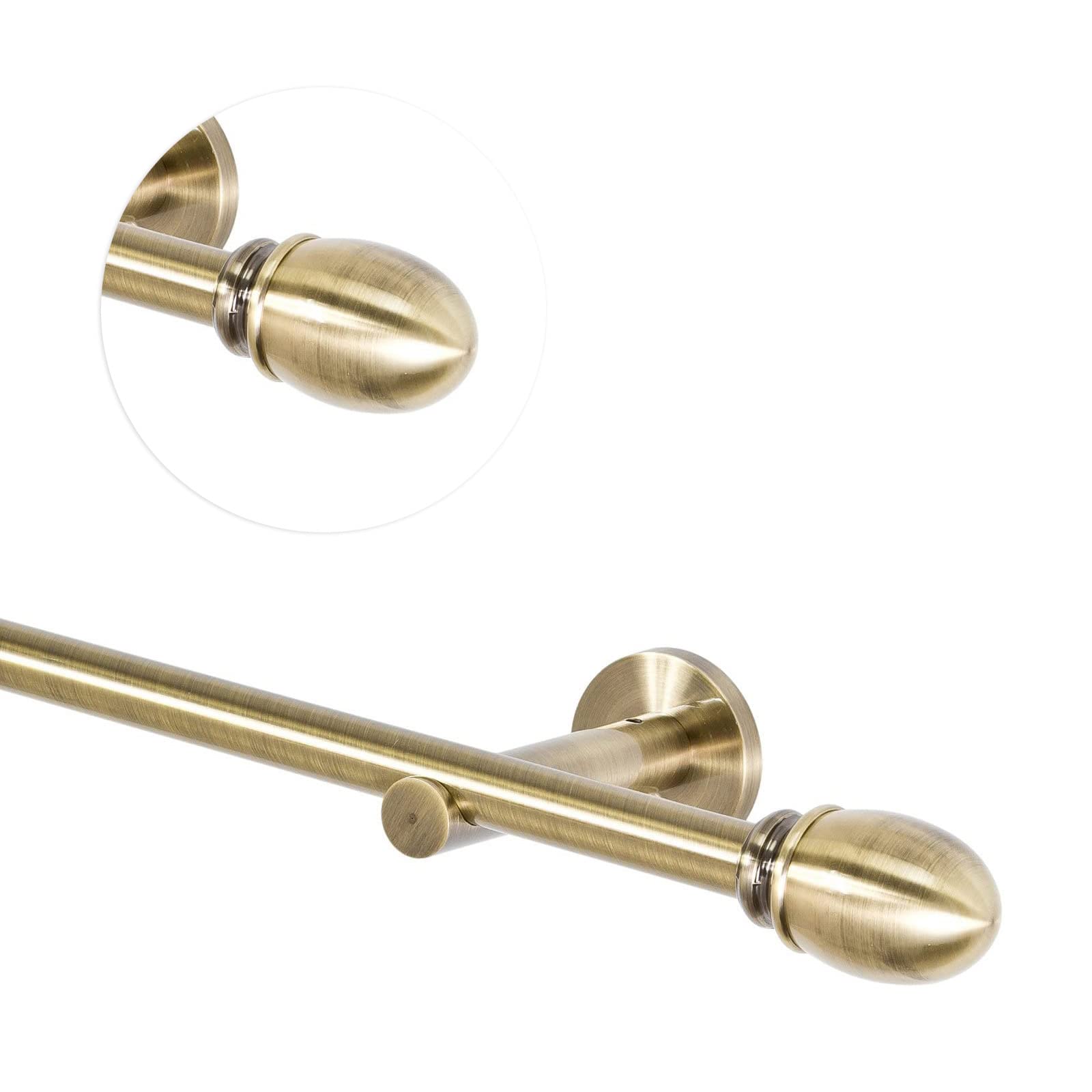 Tringle à rideau 16 mm, 1 trail, or antique, 200 cm avec embout Belluno