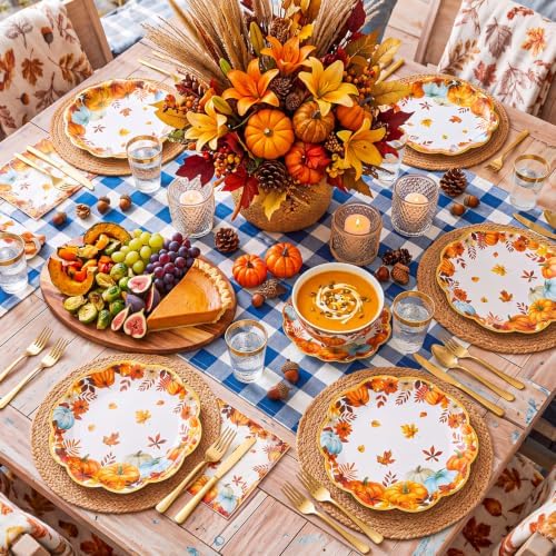 Havawish 96 Pcs Fall Party Supplies Plates and Napkins for 48 Guests — 사진 5
