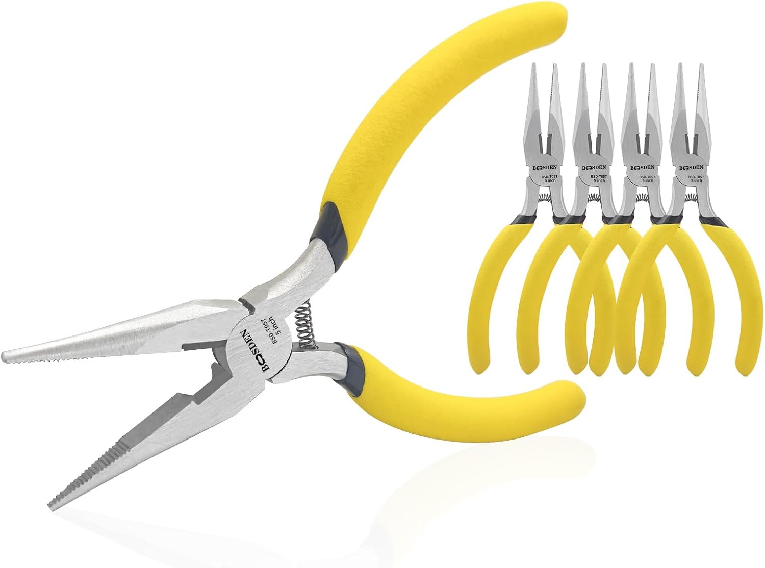 BOOSDEN 5" Needle Nose Pliers, Long Nose Pliers Set with Side Cutter,Mini Fine Needle Nose Pliers with Comfort Grip, Precision Small Needle Nose Plier for Electronics, Craft, Jewelry Making, 5 PACK