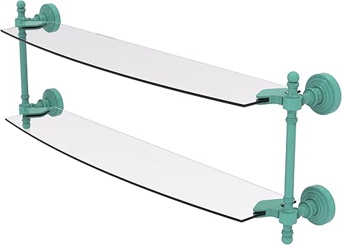 Miniatura 41 de Allied Brass RW-34/18 Retro Wave Collection - Estante de cristal de dos niveles de 18 pulgadas, gris mate Gris mate,Otoño Sparkle,Rojo (Fire Engine