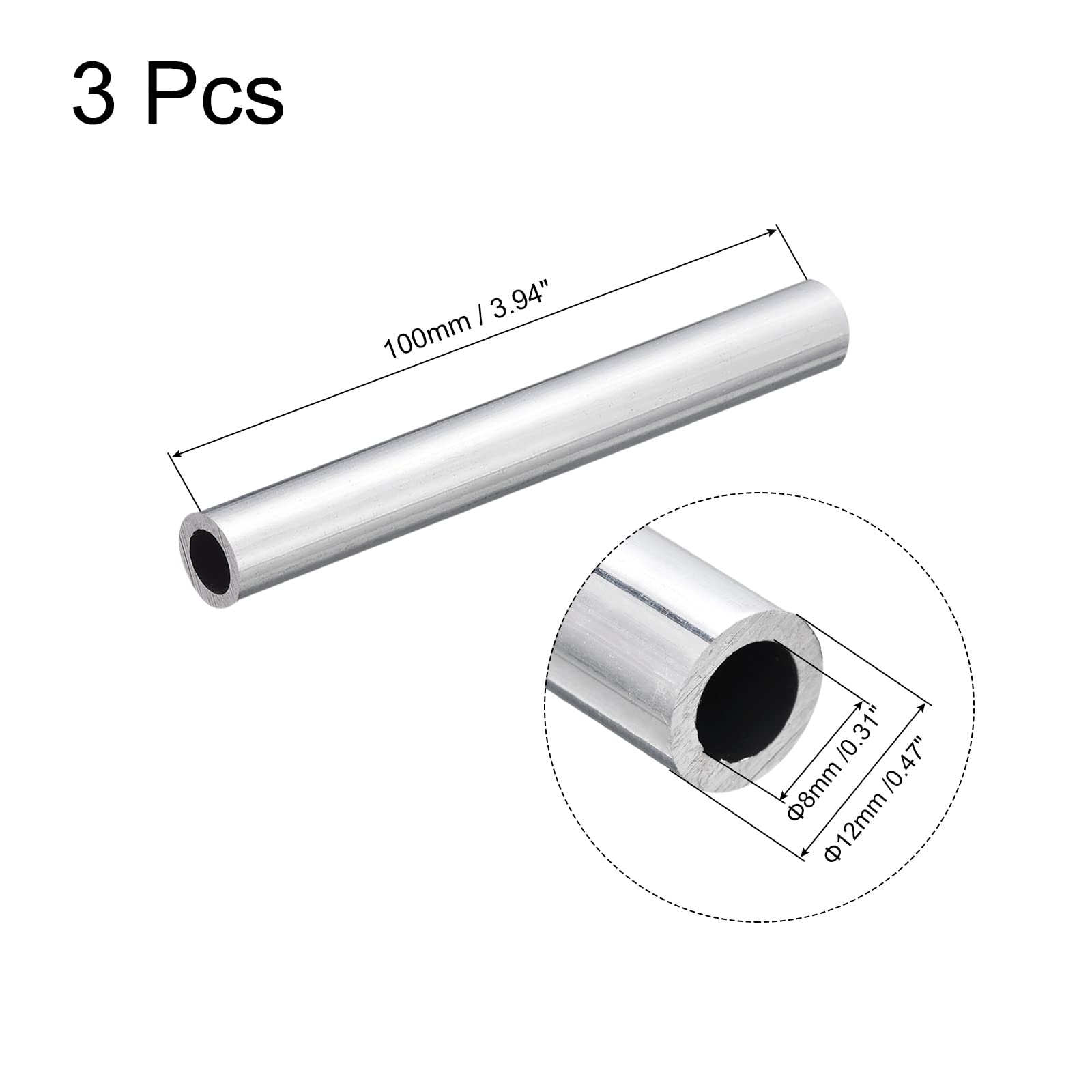 Aluminium Rundrohr 6063 – 38mm Außen-Ø, 35mm Innen-Ø, 100mm Länge, Nahtlos, T5, Für Bau, Basteln & Deko