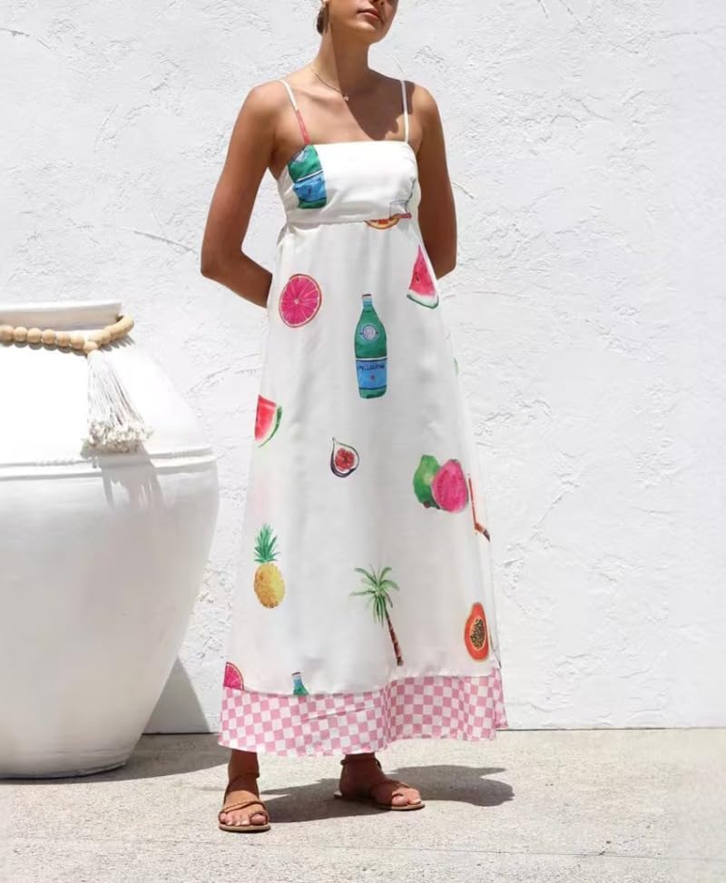 Women's Dresses Casual，Women's Dresses Summer，Summer High Waisted Printed Suspender Casual Fashion Dress4