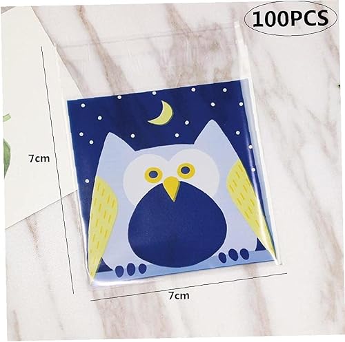 Miniatura 4 de Froiny 100 bolsas de regalo de dulces lindos bolsas de embalaje de fiesta de cumpleaños de búho de dibujos animados bolsas de plástico autoadhesivas