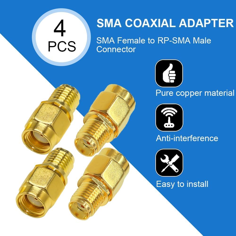 HiAoey Coaxial Adapter SMA Female to RP-SMA Male Connector, Low Loss Coaxial Connector for Radio Antenna Audio 4 Pcs - Image 2