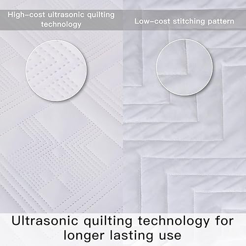 Miniatura 2 de Juego de ropa de cama de 3 piezas, tamaño Queen, color blanco, colcha ligera y suave, manta acolchada de microfibra para todas las estaciones,