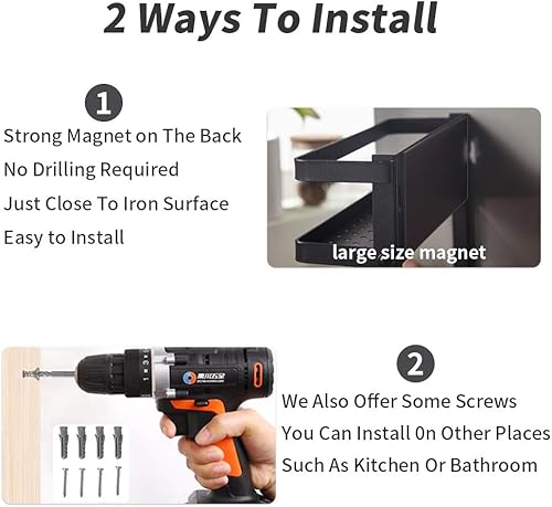 Miniatura 6 de Soporte magnético para toallas de papel para refrigerador, estante magnético para especias, estante magnético para estufa, toallero de montaje en