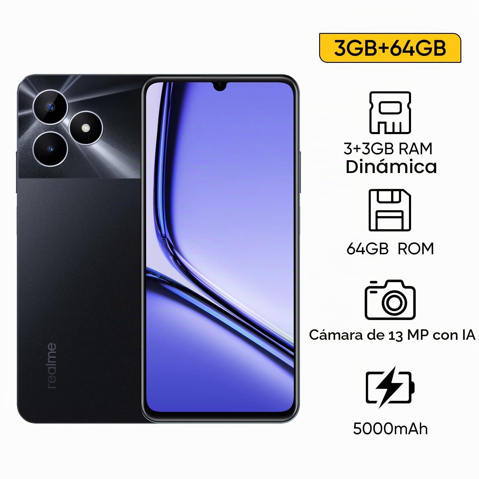 realme Note 50 Smartphone Android, Teléfono Móvil 4G Dual SIM
