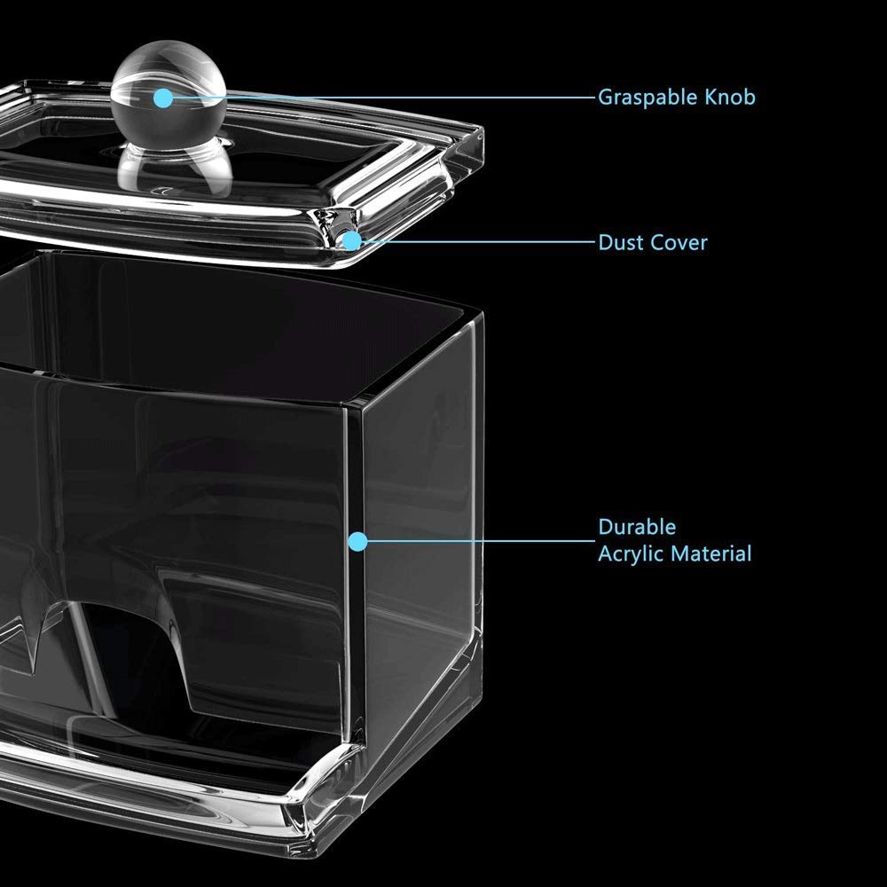Dispensador de Almacenamiento de hisopos de algodón acrílico, Soporte de hisopo de Bola de algodón Transparente, Caja de Almacenamiento de bastoncillos de algodón, Caja de almacena
