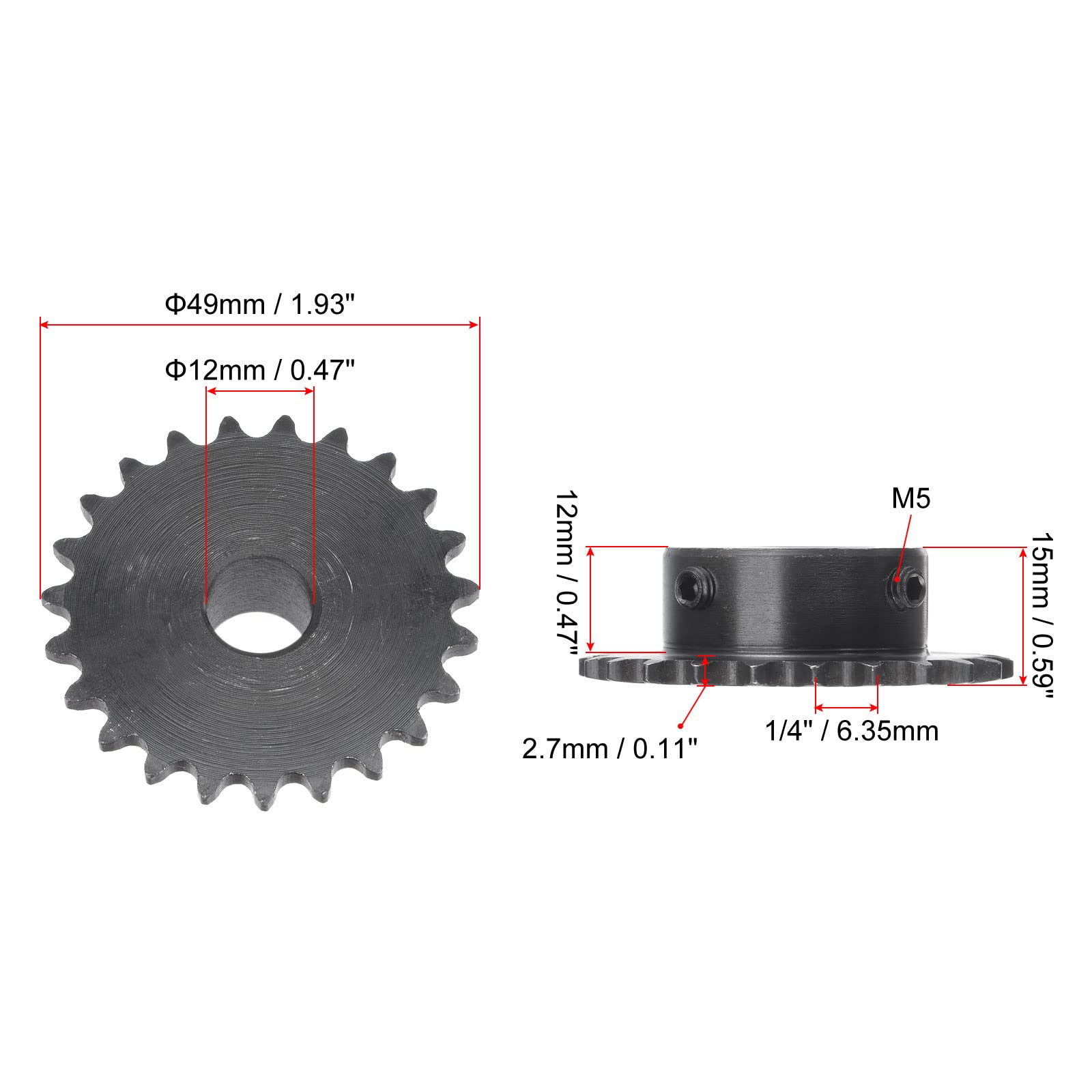 AJANTA INDUSTRIAL 40BS12 Roller Chain Sprocket, Finished with Keyway, Type B Hub #40 Chain 7/8