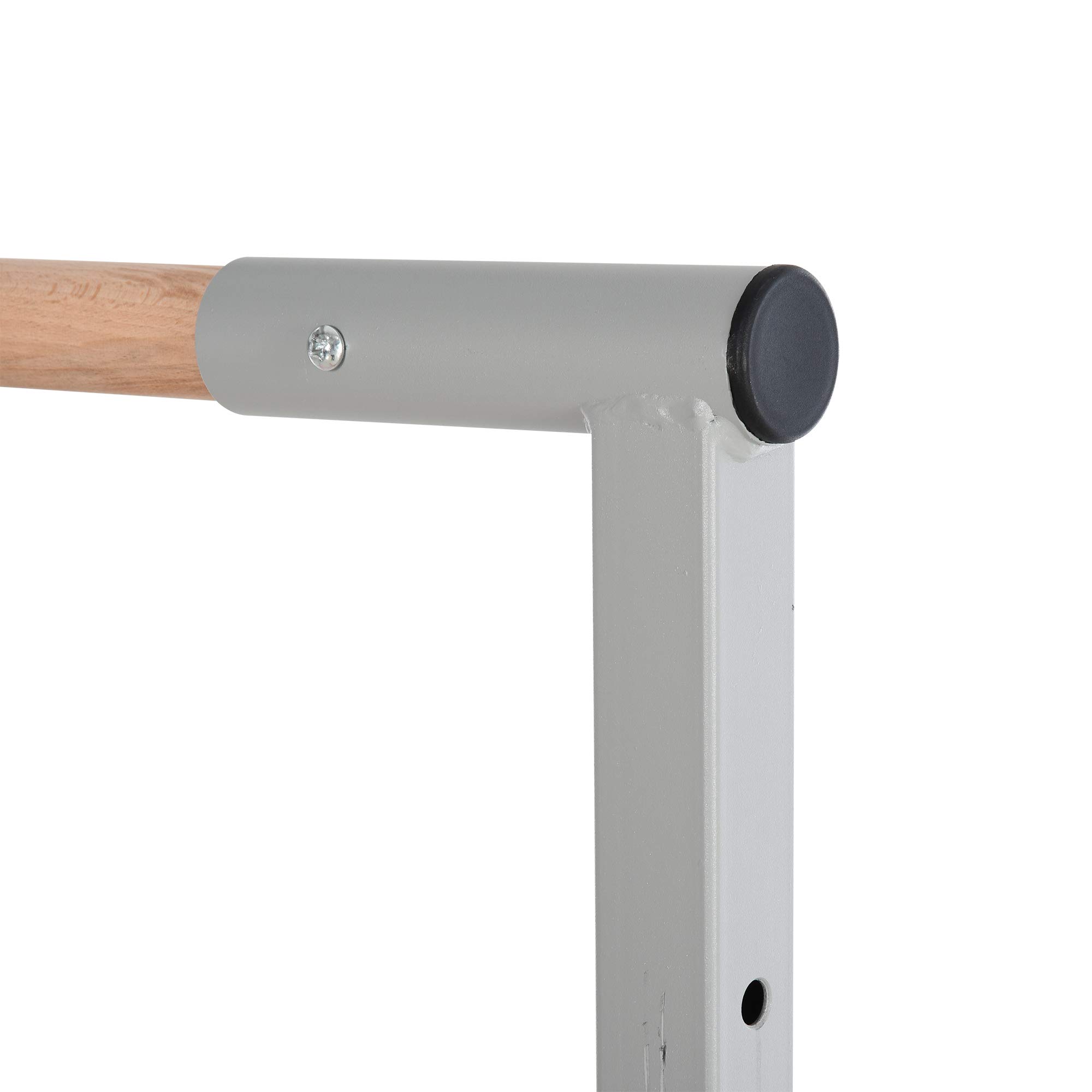 HOMCOM Barre Fixe de Gymnastique pour Enfant, Hauteur Réglable sur 13 Niveaux de 92-150 cm, en Acier et Bois de Hêtre, Barre de Gym d'Entraînement à Domicile, Antidérapant, Facile à Assembler
