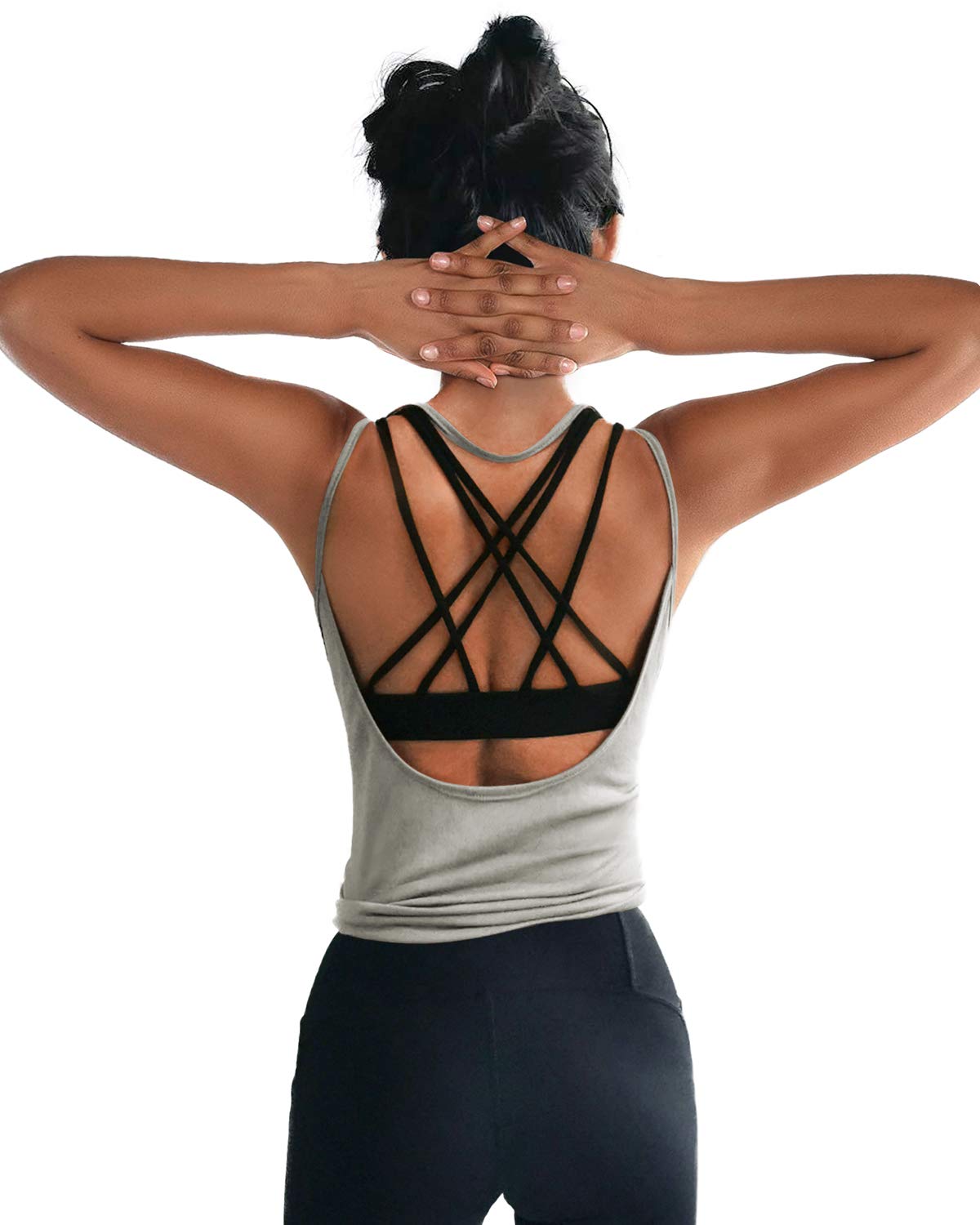 OYANUS Womens Summer Workout Tops Sexy Backless Yoga Shirts Open Back Activewear Running Sports Gym Tank Tops