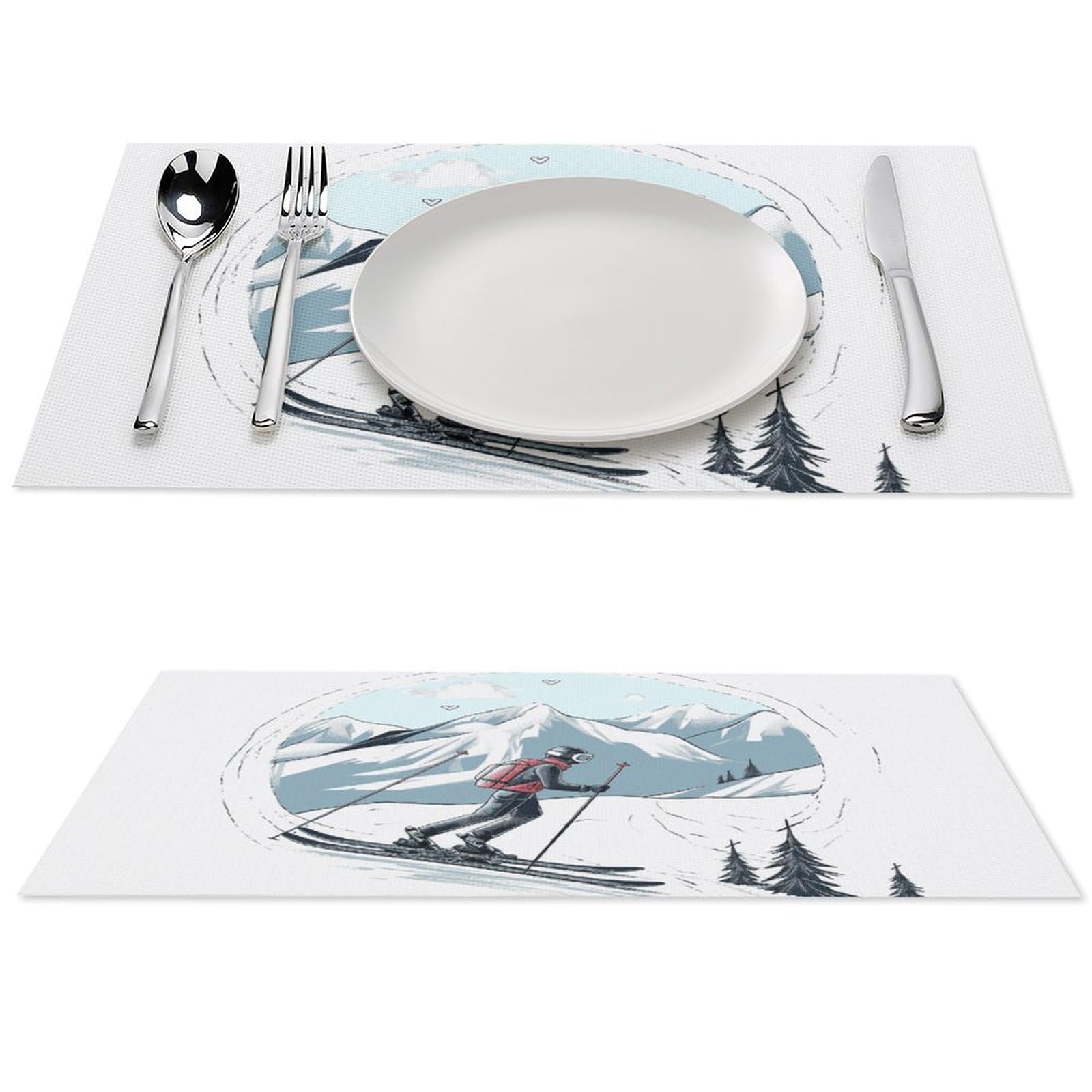 Sets de table ski antidérapants et résistants à la chaleur en PVC