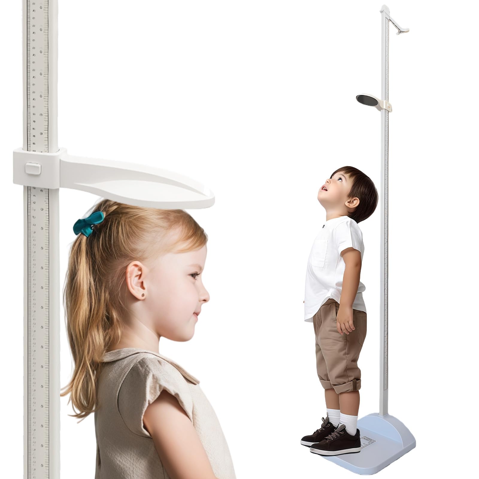Stadiomètre Portable 20 à 210 cm, Barre de Mesure de Hauteur avec Double Affichage Gradué, Altimètre Numérique Amovible, Toise de Mesure Taille Médicale Jauge de Hauteur pour la Maison, L'école