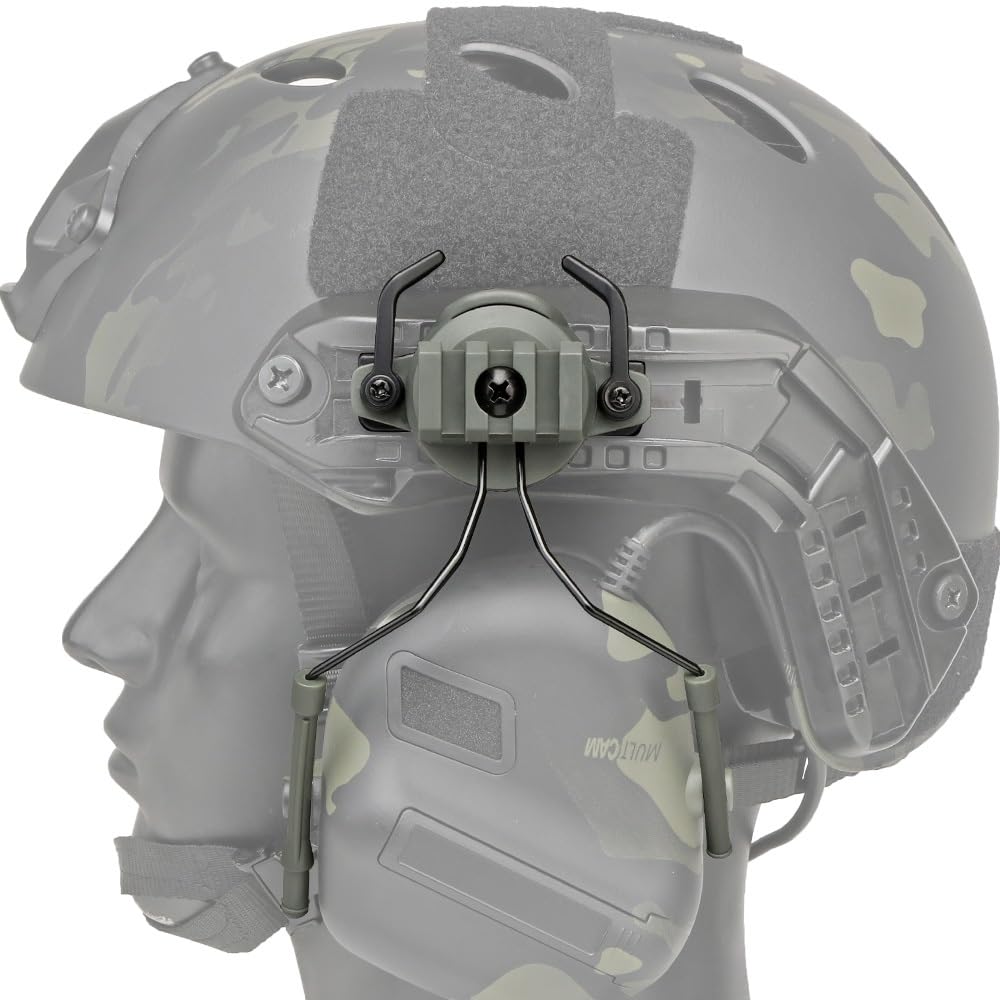 2PCS ARC Rail Suspension Headset Bracket Ear Muff Adapter For Tactical Helmets – Tool-Free Mount On FAST Helmet