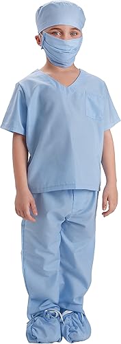 Dress Up America Disfraz de médico para niños disfraz de médico para niños traje de juego de simulación azul y rosa