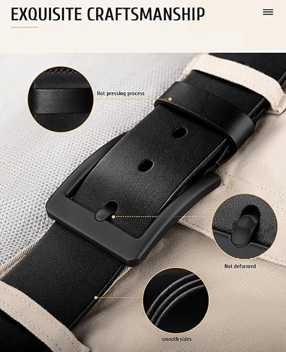 Image of GIOLYNN Men's Genuine Leather Belt for Men, Formal /Casual,Autolock,Black | Choose Size Waist Size | (Black)