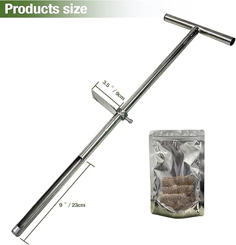 Miniatura 3 de Sonda de suelo de 36 pulgadas, sonda de muestreo de suelo de acero inoxidable con pedal y bolsas de muestra reutilizables, kits de prueba de suelo