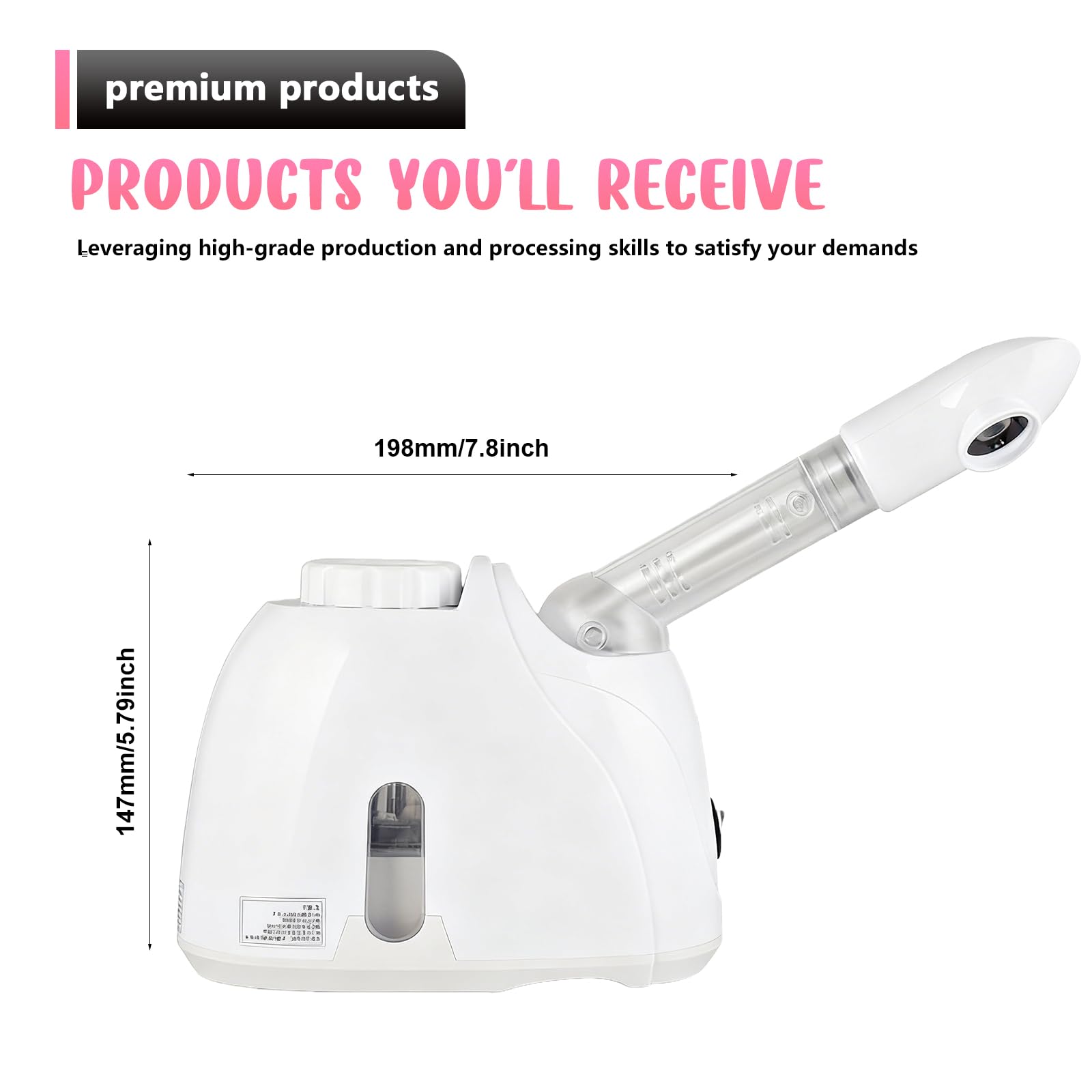 Vapor facial, sauna facial Nano iónico, humidificador caliente, vapor facial caliente, vapor facial para spa, sauna o salón, spray giratorio 360°, blanco