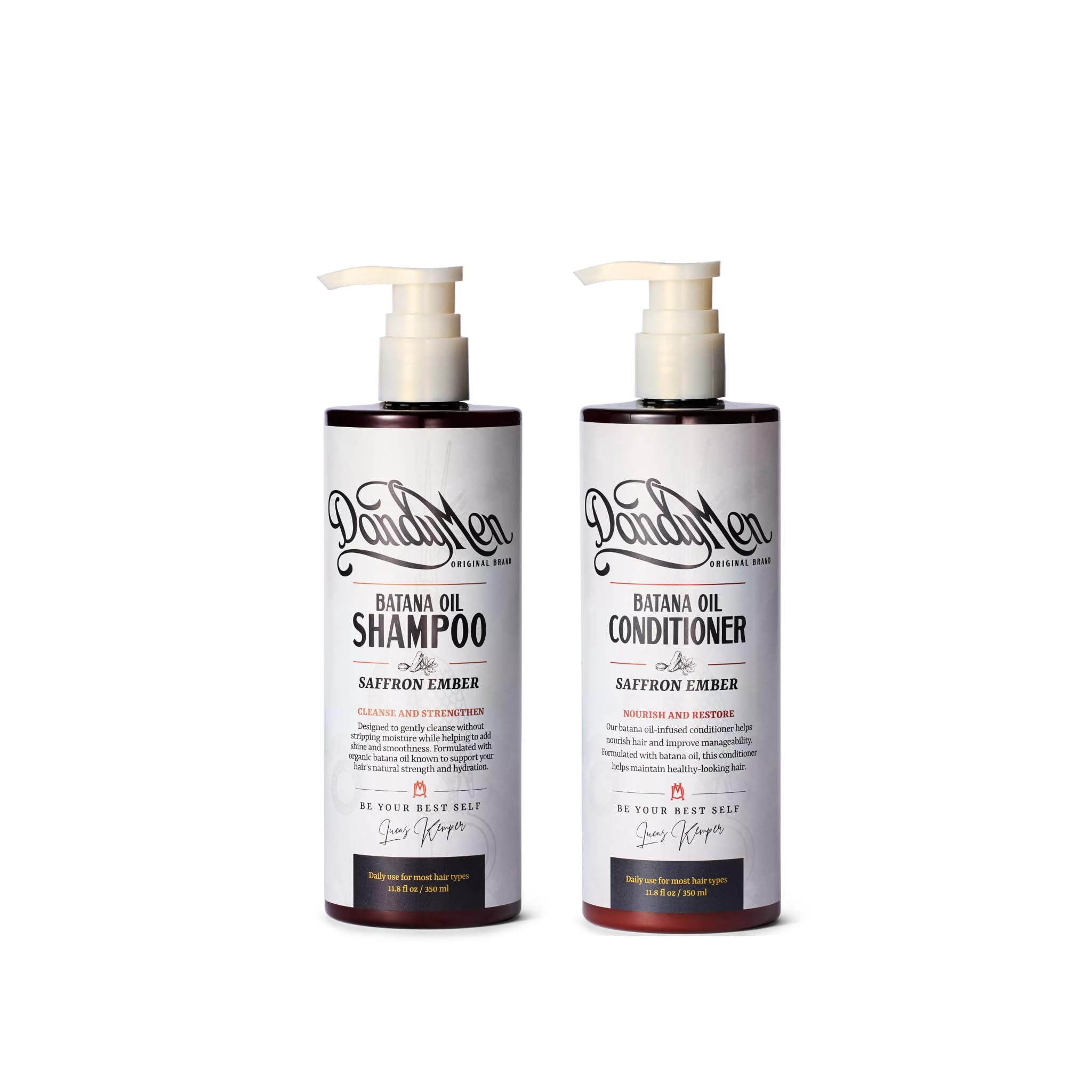 Batana Oil Set – Hydrating Shampoo & Conditioner for Wavy & Curly Hair – Frizz Control & Curl Definition – Saffron Ember Scent