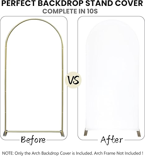 Miniatura 4 de Funda de arco para telón de fondo, color blanco, de 4 pies, de elastano, elástica, ajustable, para decoración de arco redondo, para bodas, fiestas,