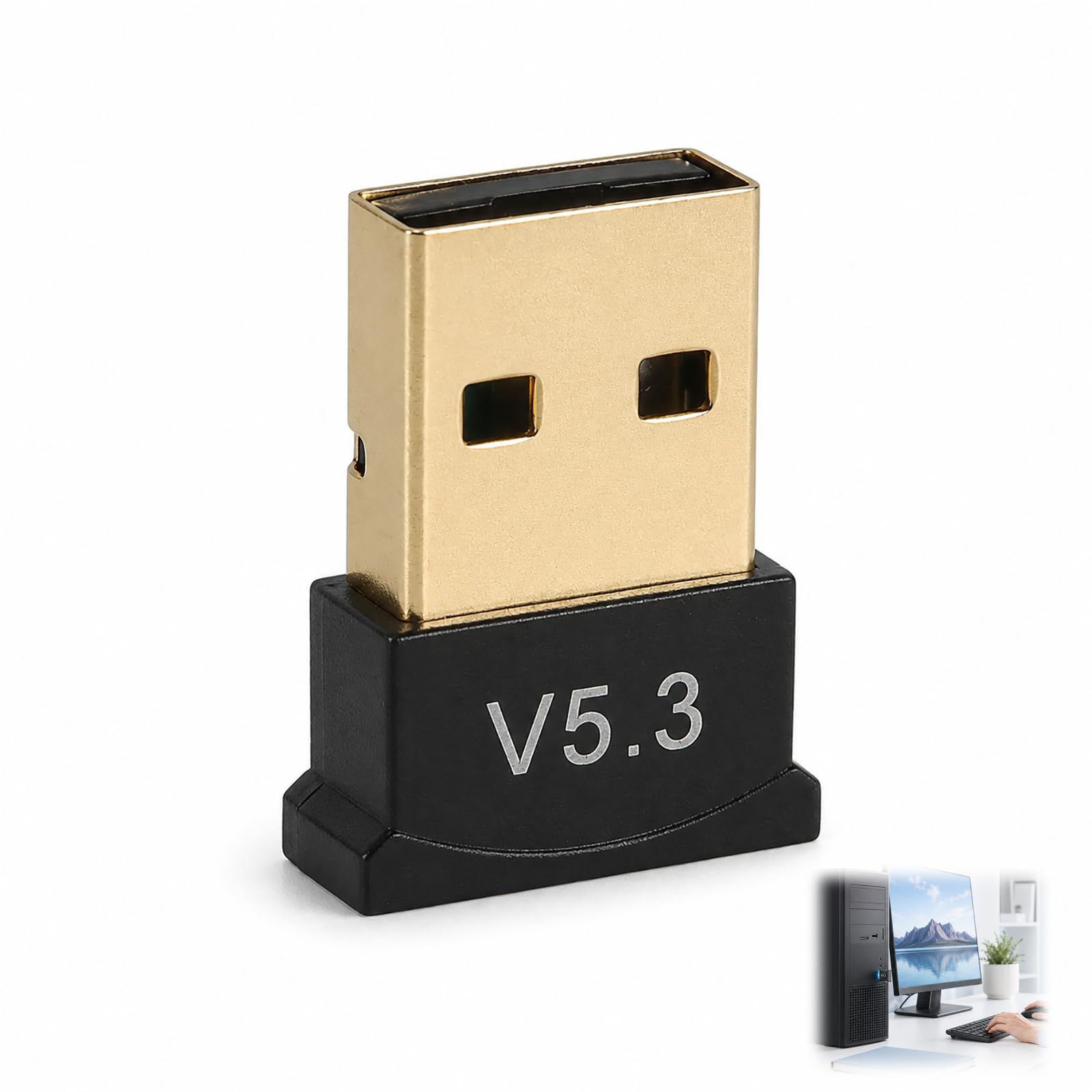 Adaptador Bluetooth USB, Dongle Bluetooth 5.3, Receptor Dongle Bluetooth para Ordenador con Alcance hasta 20m, Conexión Múltiple, Compatible con Windows 11 10 8.1 7 para Auriculares Teclado Ratón