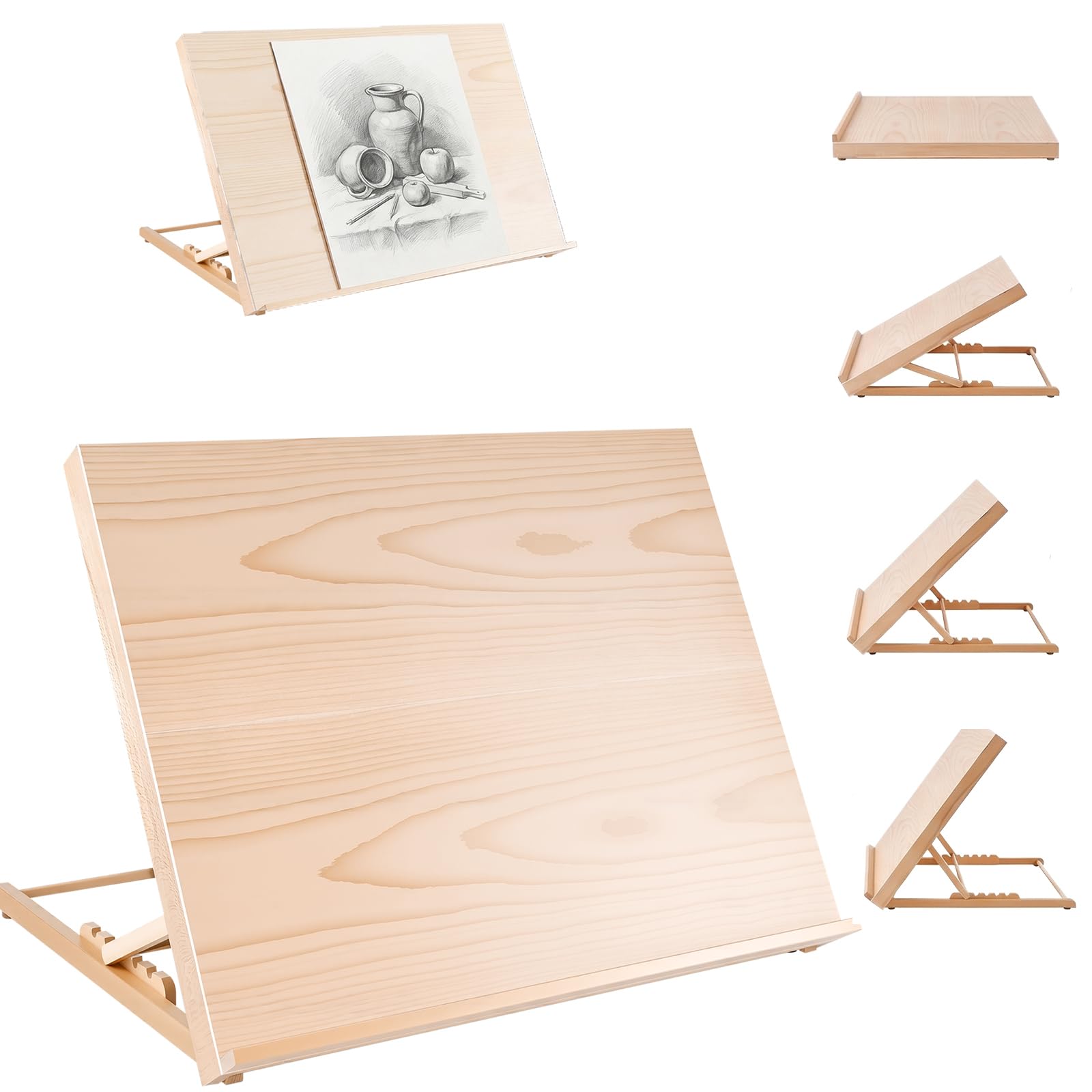 Cavalletto da tavolo in legno, formato A2, 65 x 51 cm, regolabile in tela, pieghevole, supporto da tavolo, cavalletto da disegno per dipinti e artigianato