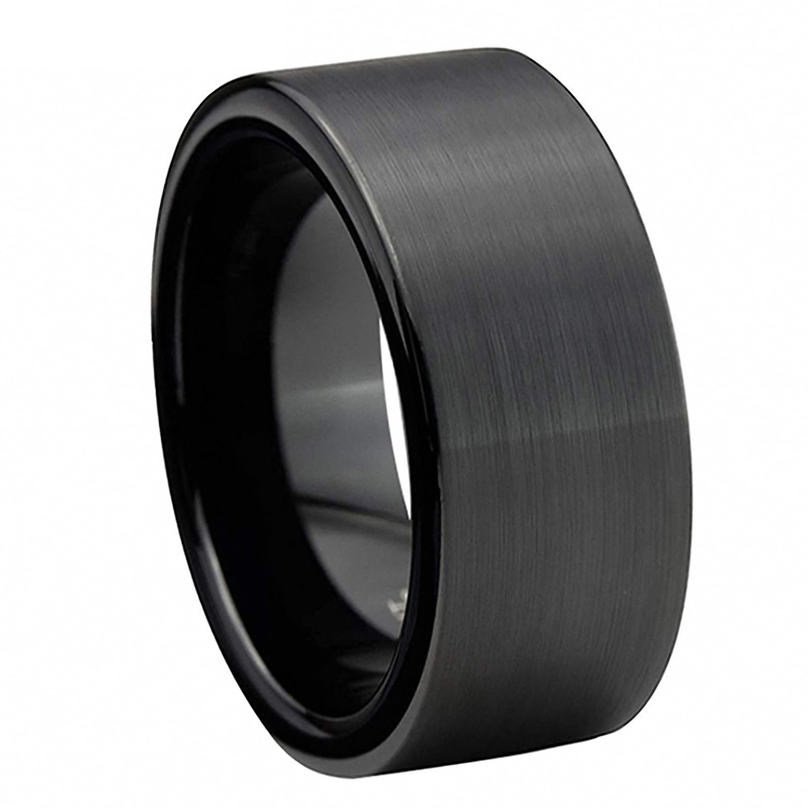 Black Tungsten Carbide Wedding Band for Men Brushed Finish Comfort Fit