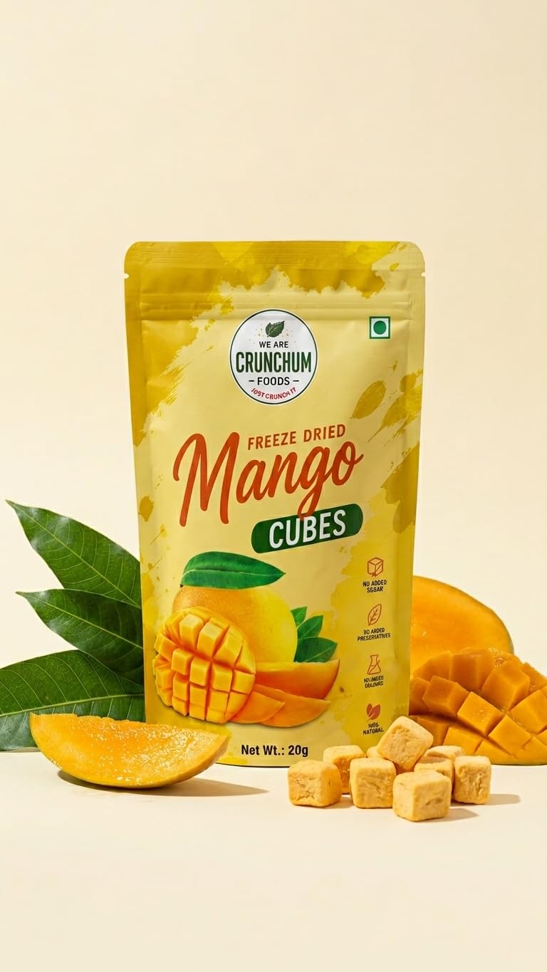 Crunchum Foods Freeze Dried Mango Cubes 20g | 100% Real Mango, No Added Sugar or Preservatives | Vegan & Gluten-Free Crunchy Fruit Snack-picture-28