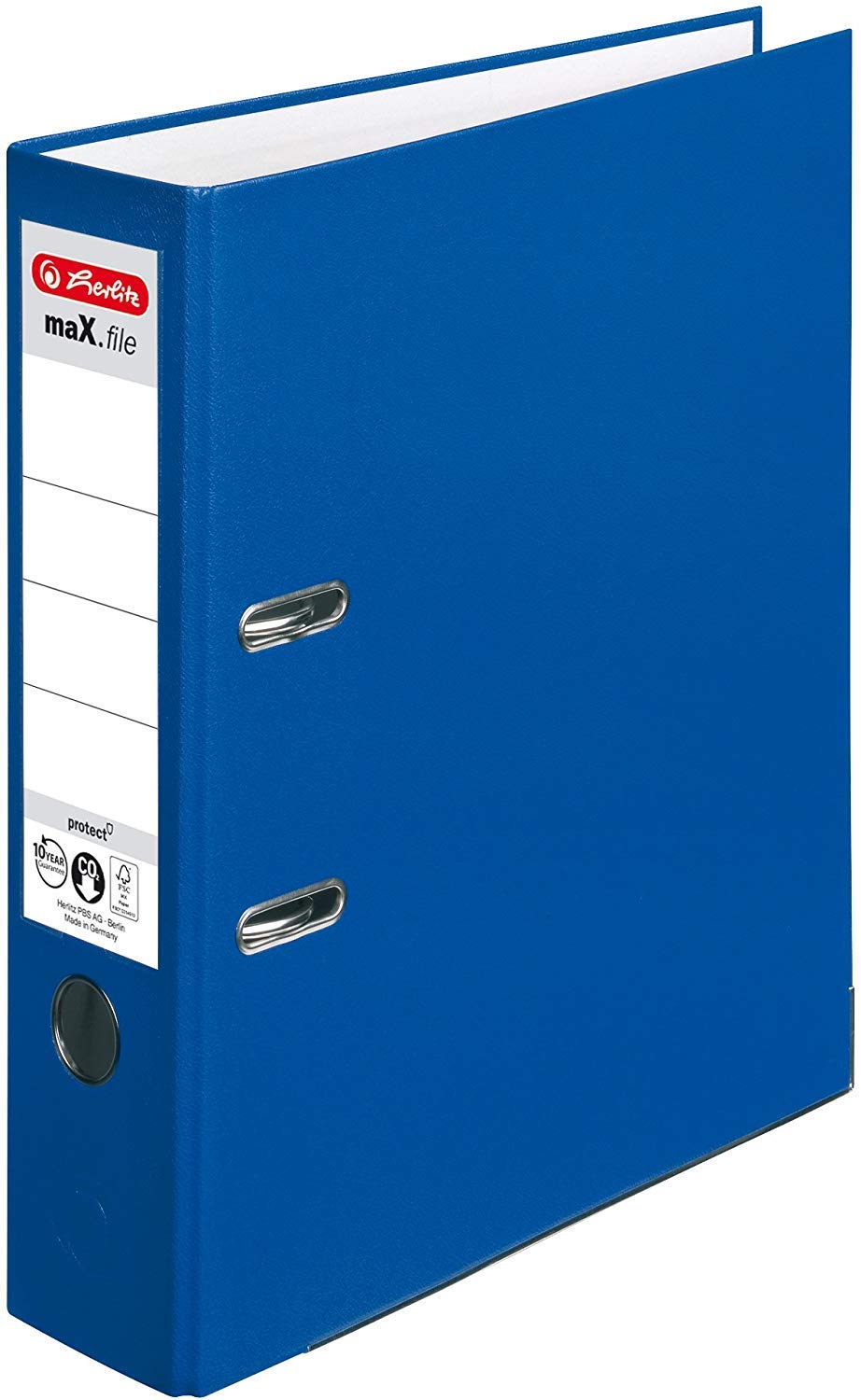 Herlitz Ordner maX.file protect A4 8cm PP-Kunststoffbezug/Papier hellgr.besch. [ Grundfarben ] 5 Farben | schwarz, rot, gelb, grün und blau (8cm Protect, Grundfarben, 10er Pack)