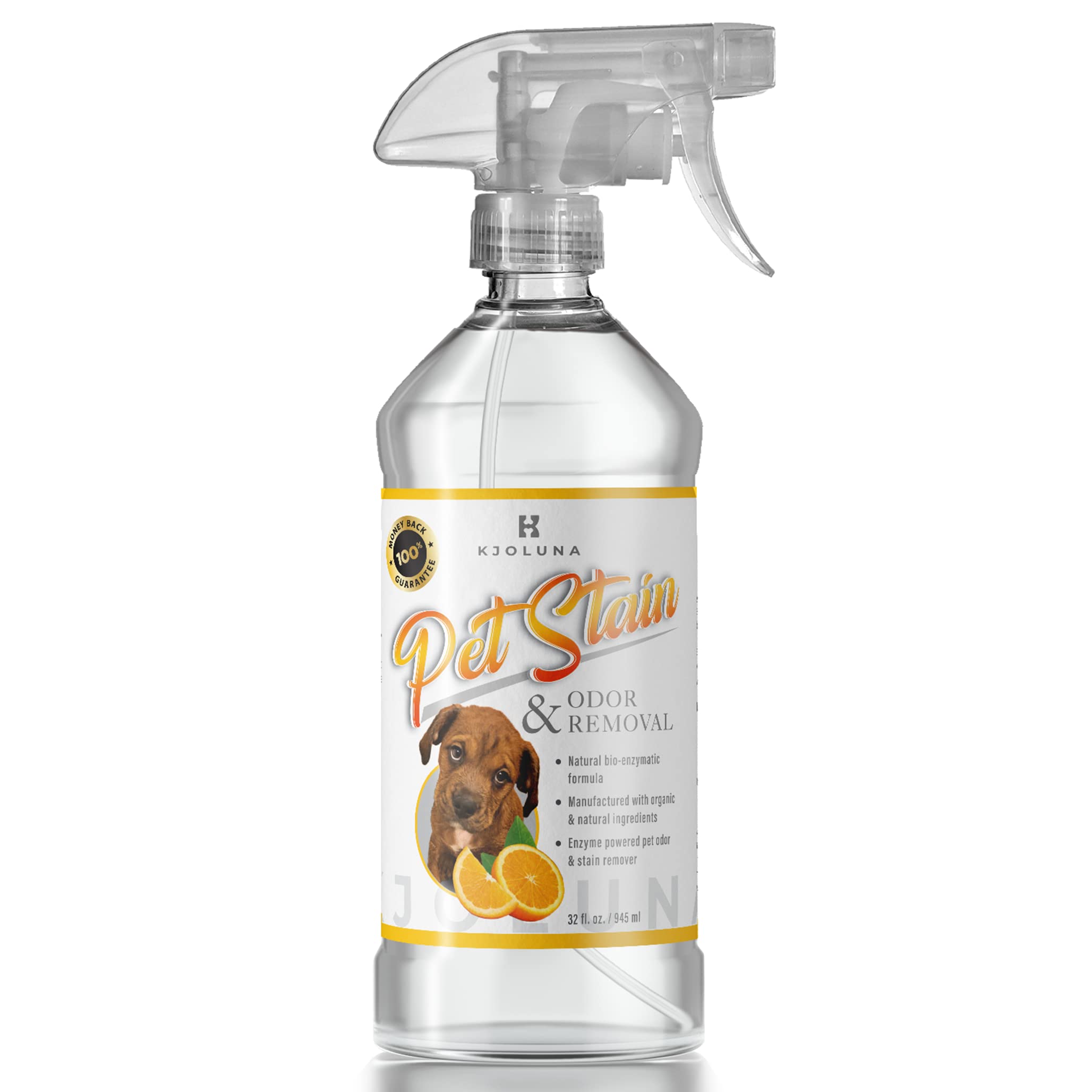 Pet Stain &amp; Odor Eliminator for your home – Enzyme Powered Solution Made to Eliminate the Strongest Pet Urine Odor – Enzymatic Power Cleans and Removes Pet Stains From Carpet and Upholstery – Organic and Natural Ingredients – Made in the USA – 32oz