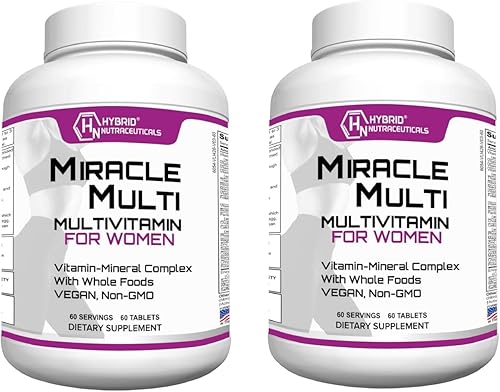 Hybrid Nutraceuticals MiracleMulti Multivitamínico para mujer con probióticos, biotina, ácido fólico, enzimas + mezcla de frutas y verduras, apoyo