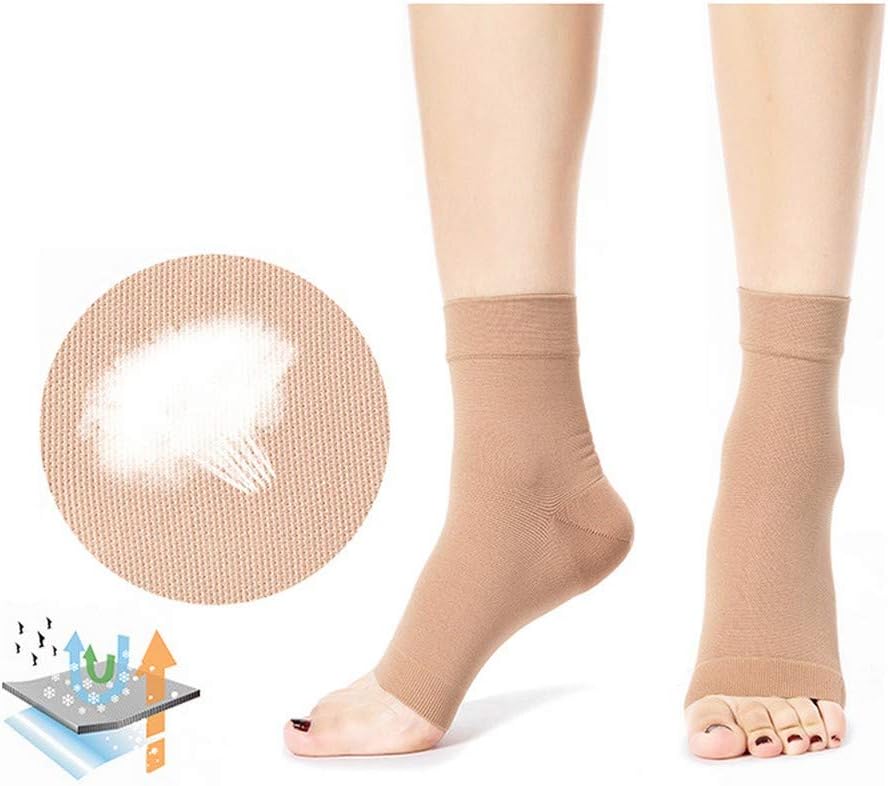 Black/Skin Color Thin Ankle Compression Sleeve Ankle Brace Support for Injury Recovery, Swelling Sprain Plantar Fasciitis Foot Socks Men Women (XL, Skin)