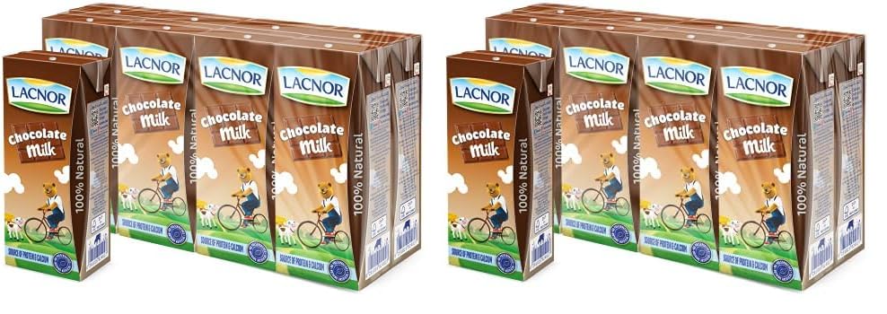 Lacnor Essentials Chocolate Milk, 100% Natural, Rich in Vitamin and Calcium, 28% Reduced Sugar, 180 ML Pack of 16