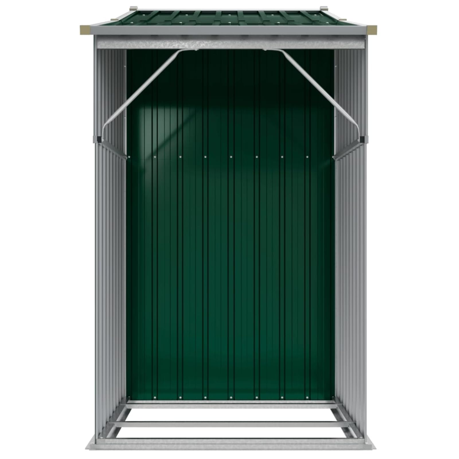 Domek na narzędzia, domek metalowy, zielony, 277 x 93 x 179 cm, stal ocynkowana, odporna na warunki atmosferyczne i wentylowana, na narzędzia, drewno opałowe i narzędzia ogrodowe na zewnątrz