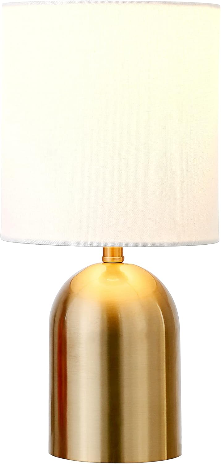 Brass Mini Table Lamp with White Linen Shade