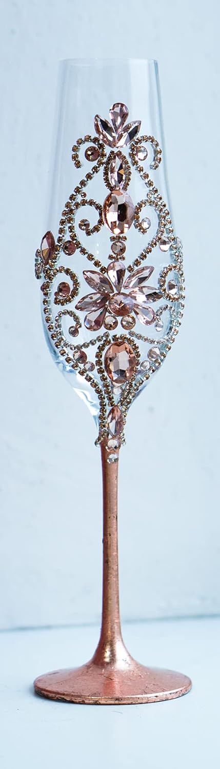 Rose Gold Wedding Glass - Champagne Flute - Wedding Decor - Personalized Wedding Flute - Toasting Flute Wedding - Wedding Anniversary