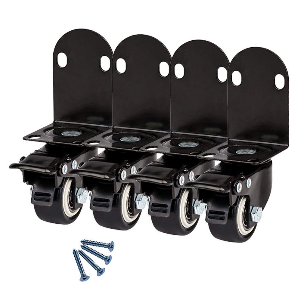 Ruote girevoli in PVC a Forma di L per portafiori Silentniture per scrivania, puleggia per Culla con Freno, Angolo retto, universali da 1,5 Pollici, 4 Pezzi