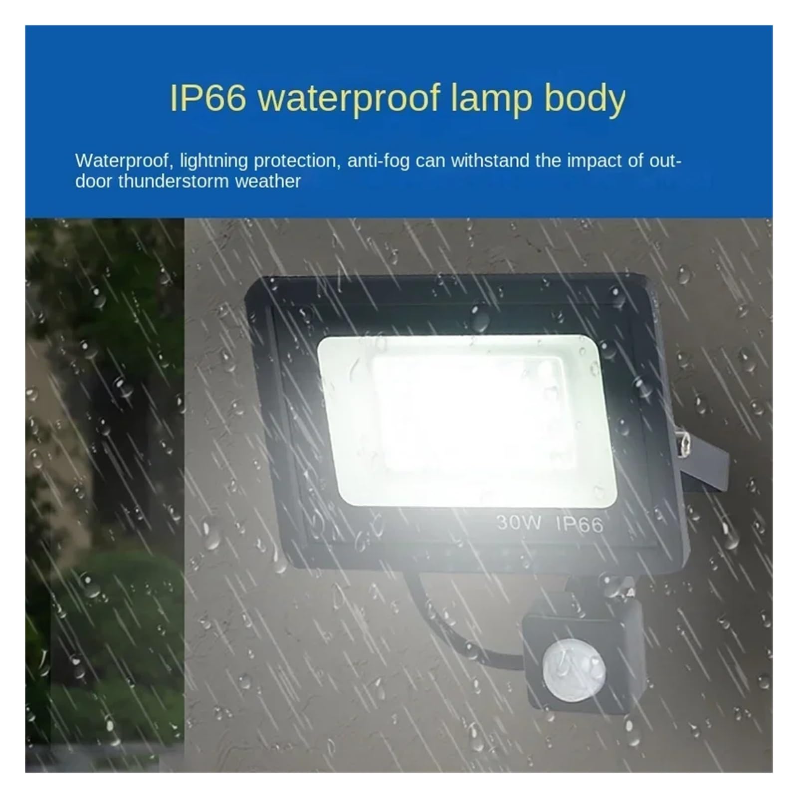 Światło ciekłokrystaliczne Naświetlacze LED 100W 50W 30W 20W 10W czujnik ruchu PIR IP66 wodoodporna dioda LED wisząca zewnętrzna zewnętrzna lampa ścienna reflektor Super jasne i energooszczędne(Cold W