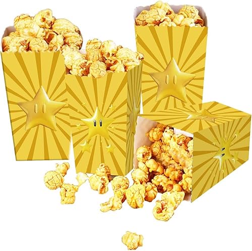 YOPENMOUNE 24 cajas de palomitas de maíz Super Bros Super Bros suministros de fiesta de cumpleaños para Super Bros (amarillo)