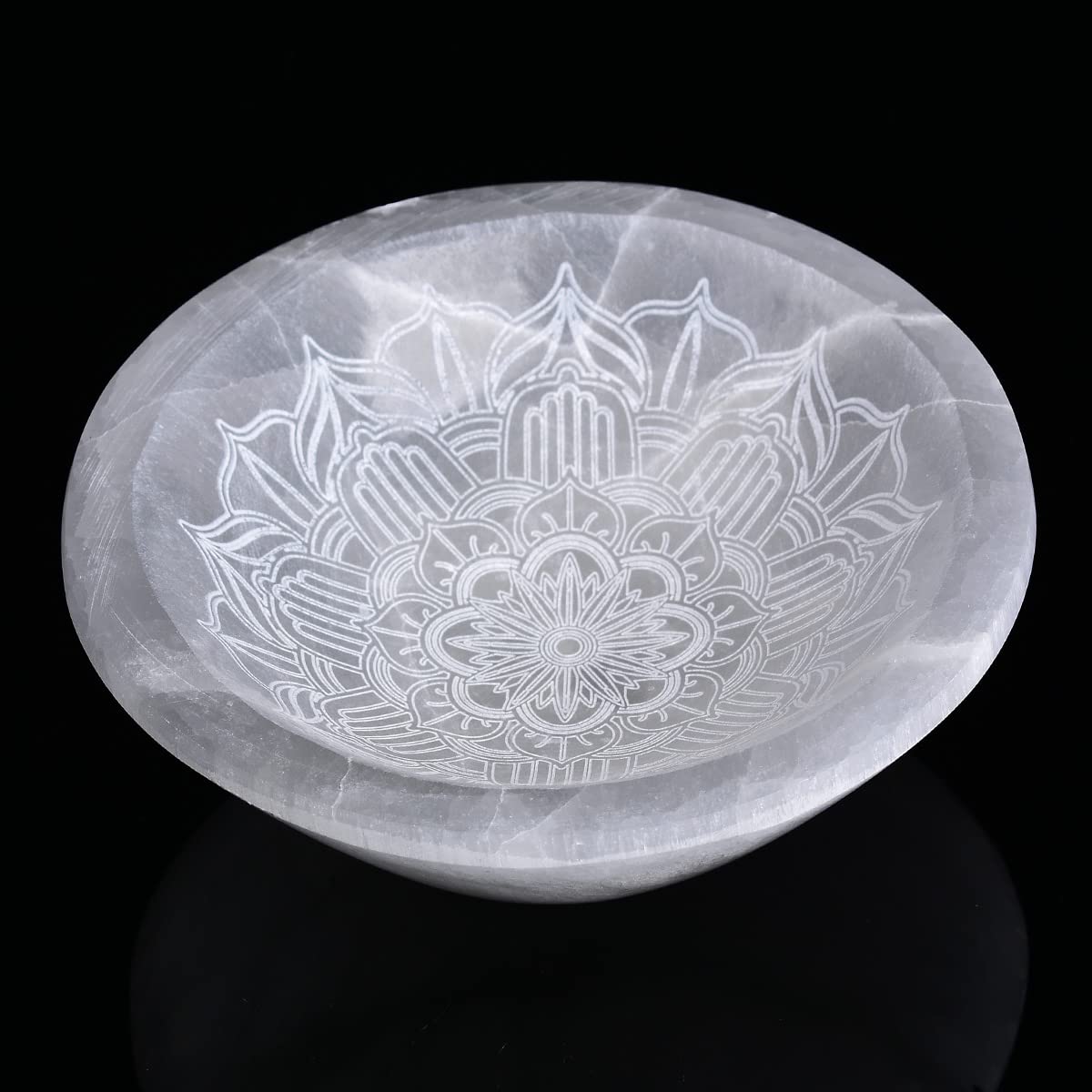 JIC Gem 5.5 Inch Moroccan Selenite Bowl Healing Crystal Charging Plate
