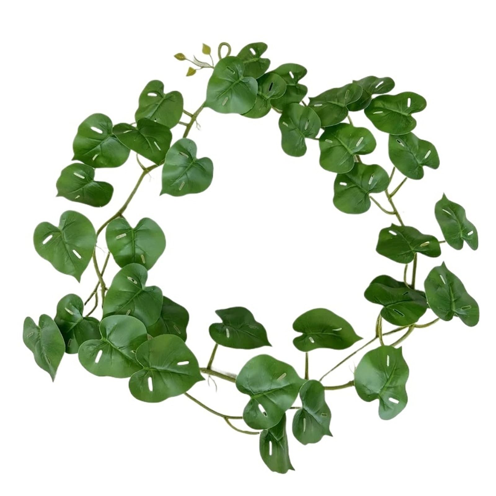 2pcs1.8m Artificial Lens Leaves Silk Plants Vines Floral Auditorium Decoration Simulation Leaf Green Plant Vine(Green Monstera)