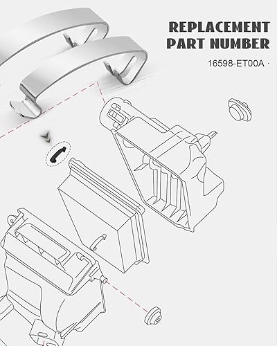 Miniatura 4 de 16598-ET00A Caja de filtro de limpieza de aire Clip de carcasa 2 piezas, apto para Nissan Sentra 2007-2012 2.0L 2.5L, apto para Nissan NV200
